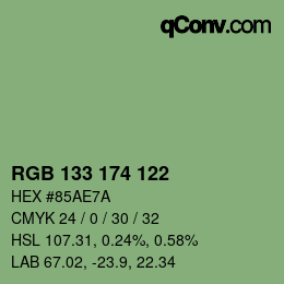 Color code: RGB 133 174 122 | qconv.com
