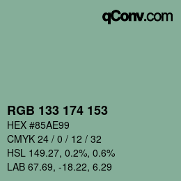 Color code: RGB 133 174 153 | qconv.com