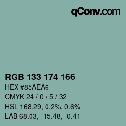 Color code: RGB 133 174 166 | qconv.com