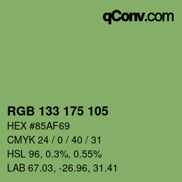 Color code: RGB 133 175 105 | qconv.com