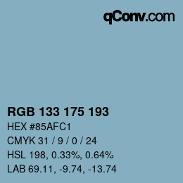 カラーコード: RGB 133 175 193 | qconv.com