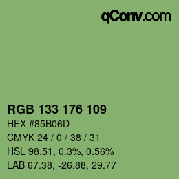 Color code: RGB 133 176 109 | qconv.com
