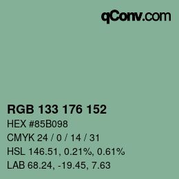 颜色代码: RGB 133 176 152 | qconv.com
