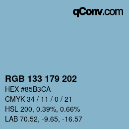 Color code: RGB 133 179 202 | qconv.com