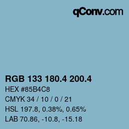 カラーコード: RGB 133 180.4 200.4 | qconv.com