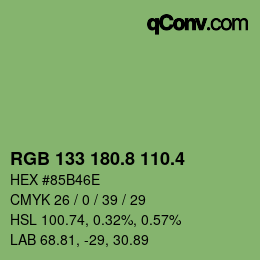 カラーコード: RGB 133 180.8 110.4 | qconv.com