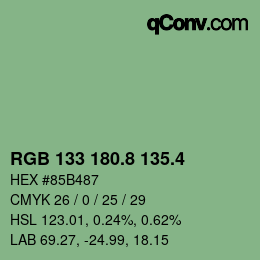 カラーコード: RGB 133 180.8 135.4 | qconv.com