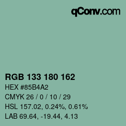 Color code: RGB 133 180 162 | qconv.com