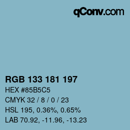 カラーコード: RGB 133 181 197 | qconv.com