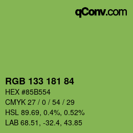 颜色代码: RGB 133 181 84 | qconv.com