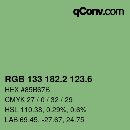 カラーコード: RGB 133 182.2 123.6 | qconv.com