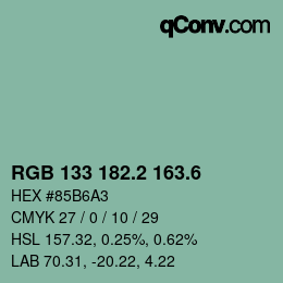 カラーコード: RGB 133 182.2 163.6 | qconv.com