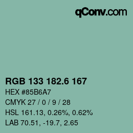 カラーコード: RGB 133 182.6 167 | qconv.com