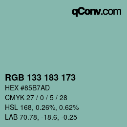 Farbcode: RGB 133 183 173 | qconv.com
