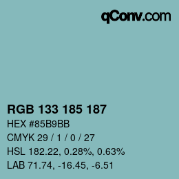 Color code: RGB 133 185 187 | qconv.com