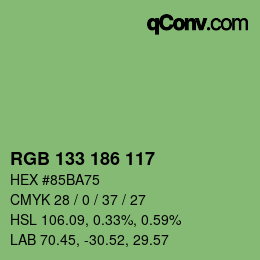 カラーコード: RGB 133 186 117 | qconv.com
