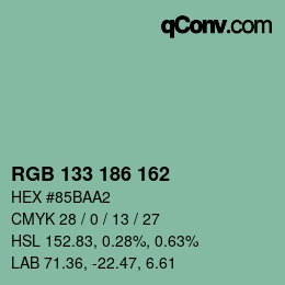 Color code: RGB 133 186 162 | qconv.com