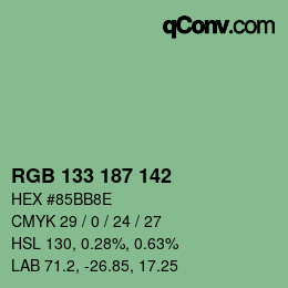 カラーコード: RGB 133 187 142 | qconv.com