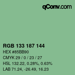 Color code: RGB 133 187 144 | qconv.com