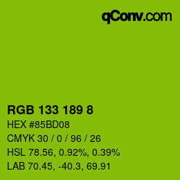 Color code: RGB 133 189 8 | qconv.com