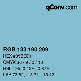 颜色代码: RGB 133 190 209 | qconv.com