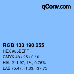 Color code: RGB 133 190 255 | qconv.com