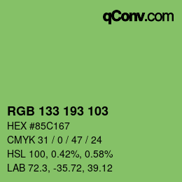 Color code: RGB 133 193 103 | qconv.com