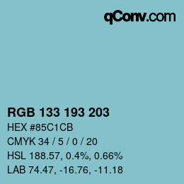 Color code: RGB 133 193 203 | qconv.com