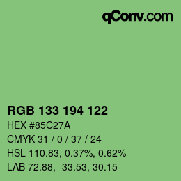 颜色代码: RGB 133 194 122 | qconv.com