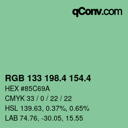 カラーコード: RGB 133 198.4 154.4 | qconv.com