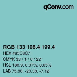 カラーコード: RGB 133 198.4 199.4 | qconv.com