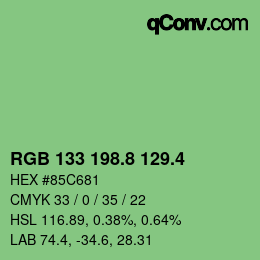 カラーコード: RGB 133 198.8 129.4 | qconv.com