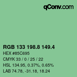 カラーコード: RGB 133 198.8 149.4 | qconv.com