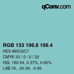 カラーコード: RGB 133 198.8 199.4 | qconv.com