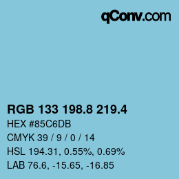 カラーコード: RGB 133 198.8 219.4 | qconv.com