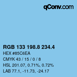 カラーコード: RGB 133 198.8 234.4 | qconv.com