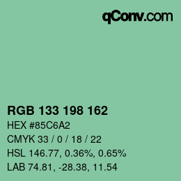 Color code: RGB 133 198 162 | qconv.com