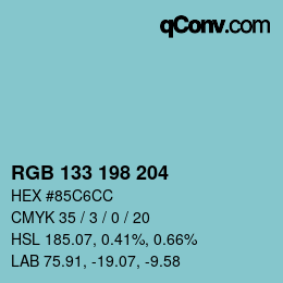 颜色代码: RGB 133 198 204 | qconv.com