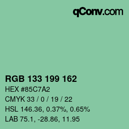 Color code: RGB 133 199 162 | qconv.com