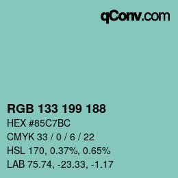 Color code: RGB 133 199 188 | qconv.com