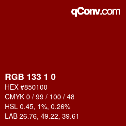 Color code: RGB 133 1 0 | qconv.com