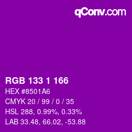 Color code: RGB 133 1 166 | qconv.com