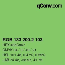 カラーコード: RGB 133 200.2 103 | qconv.com