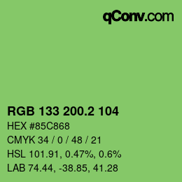 カラーコード: RGB 133 200.2 104 | qconv.com
