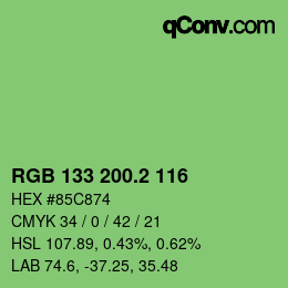 カラーコード: RGB 133 200.2 116 | qconv.com