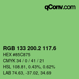 カラーコード: RGB 133 200.2 117.6 | qconv.com