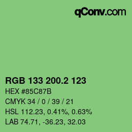 カラーコード: RGB 133 200.2 123 | qconv.com
