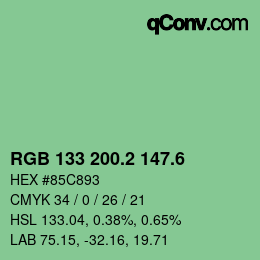 カラーコード: RGB 133 200.2 147.6 | qconv.com