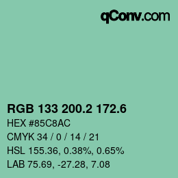 カラーコード: RGB 133 200.2 172.6 | qconv.com