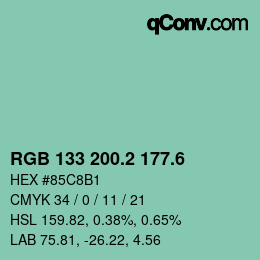カラーコード: RGB 133 200.2 177.6 | qconv.com